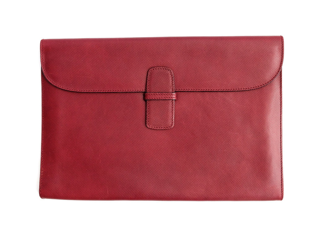 Bottega Veneta Vintage Document Holder in Embossed Red Leather