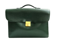 Bottega Veneta Vintage Briefcase in Embossed Green Leather
