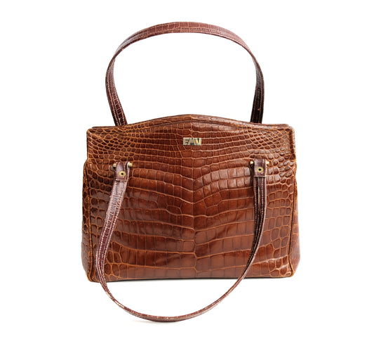 Morabito of Place Vendôme Vintage Brown Crocodile Handbag