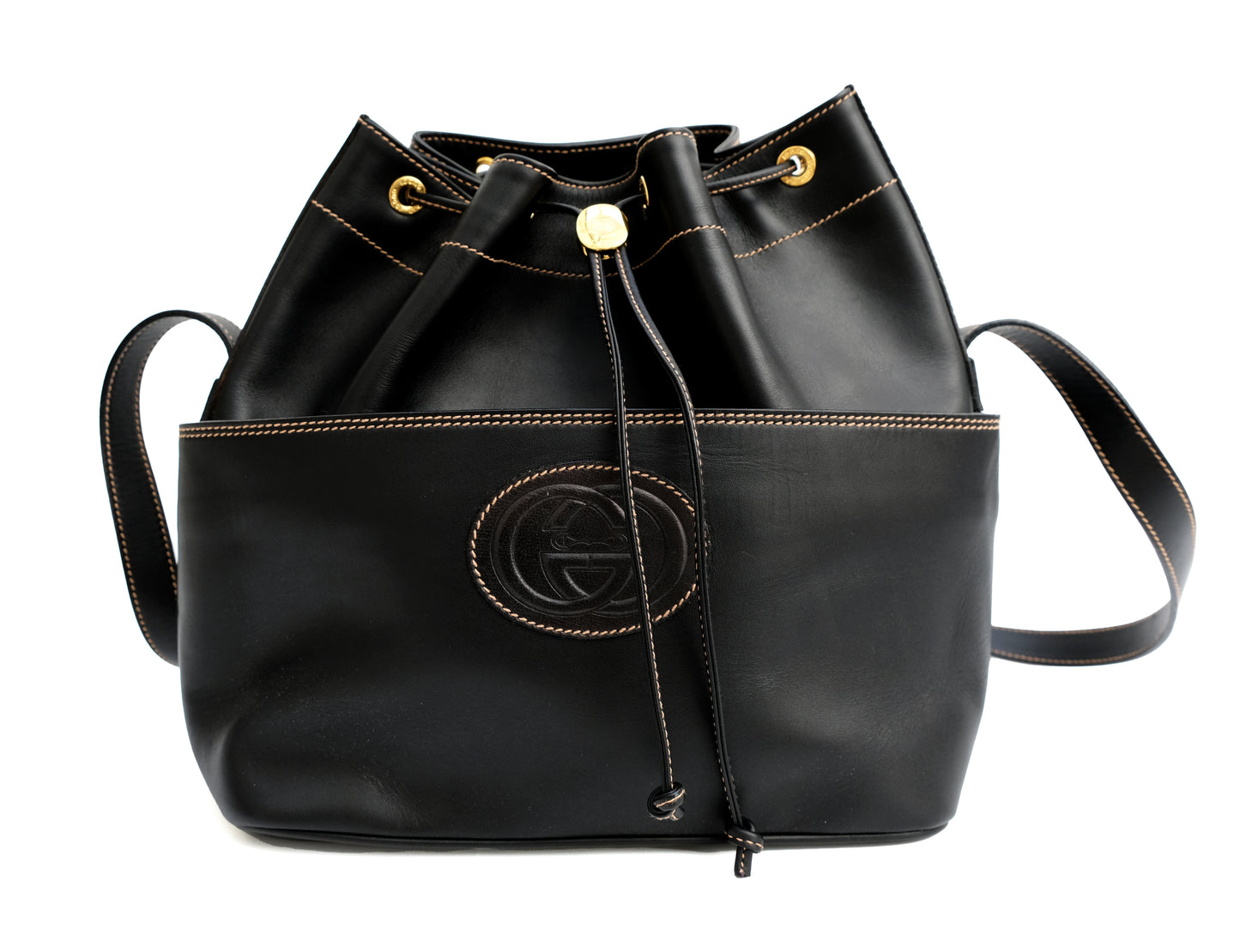 Gucci Vintage Bucket Bag in Black Leather, M