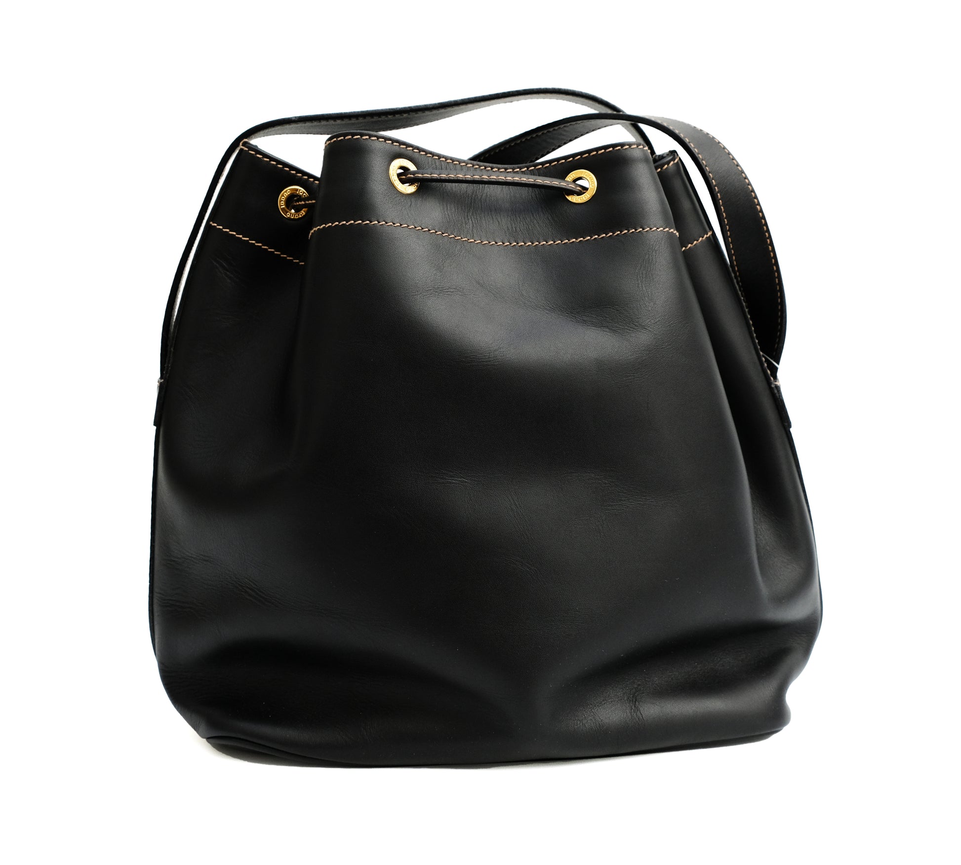 Gucci Vintage Bucket Bag in Black Leather, M