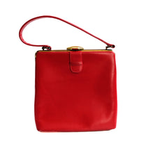Vintage Square Handbag in Red Leather, Small