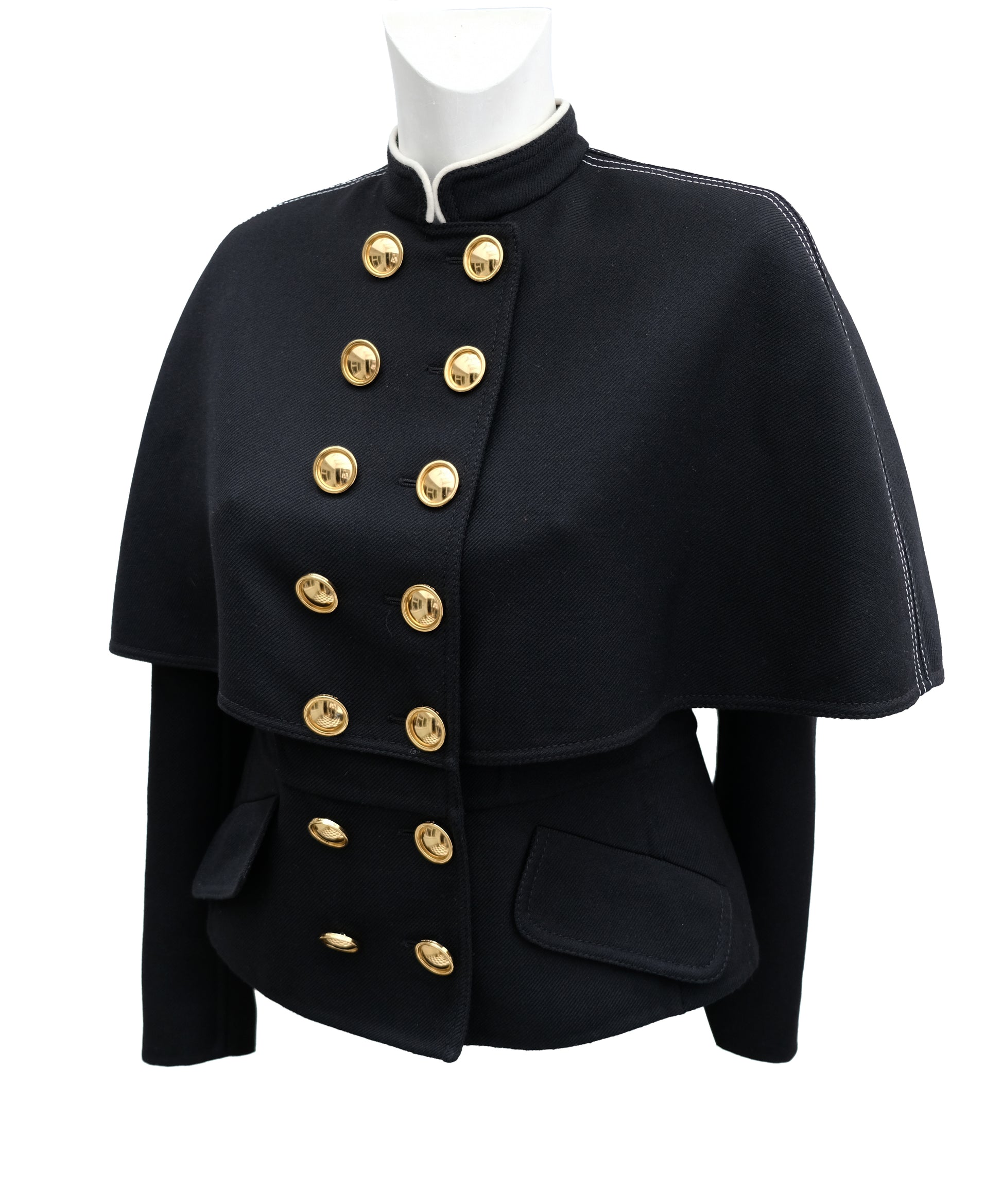 Burberry Military Caped Jacket with Gold Buttons, UK8