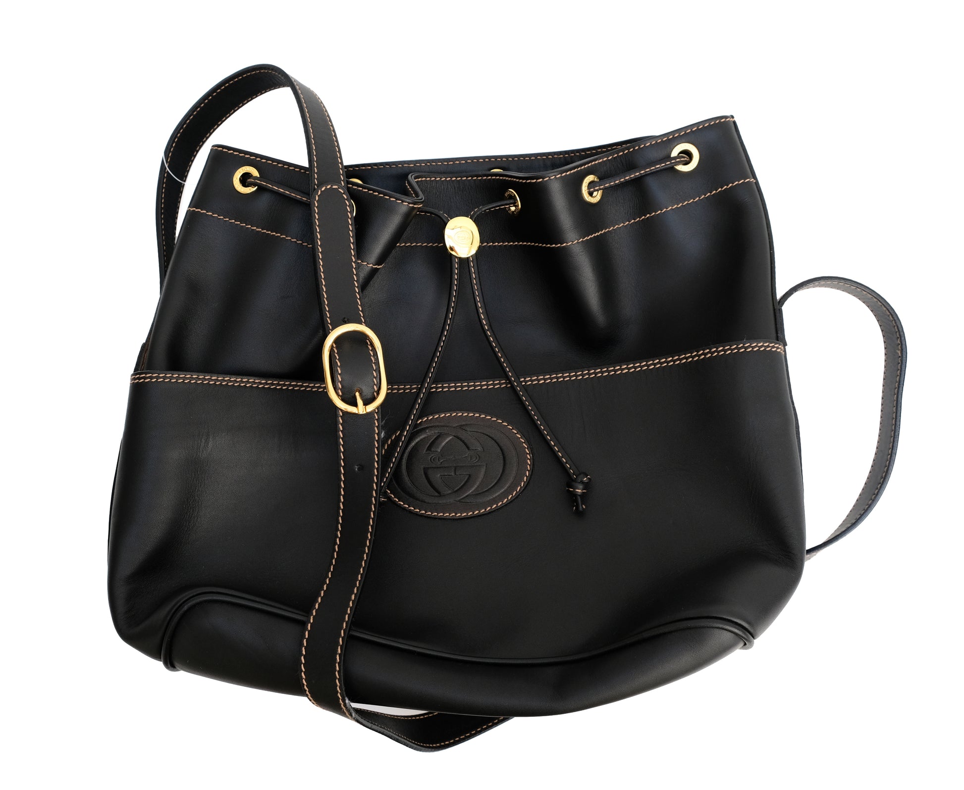 Gucci Vintage Bucket Bag in Black Leather, M