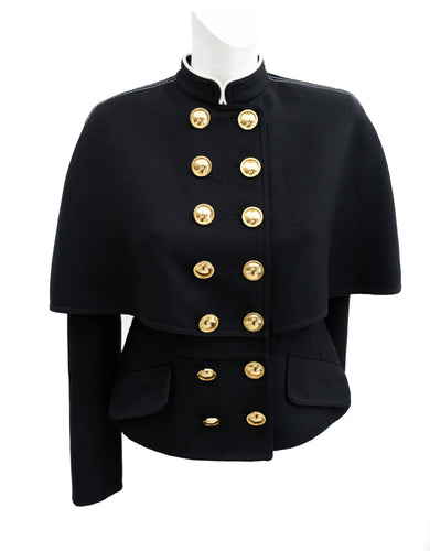 Burberry Military Caped Jacket with Gold Buttons, UK8