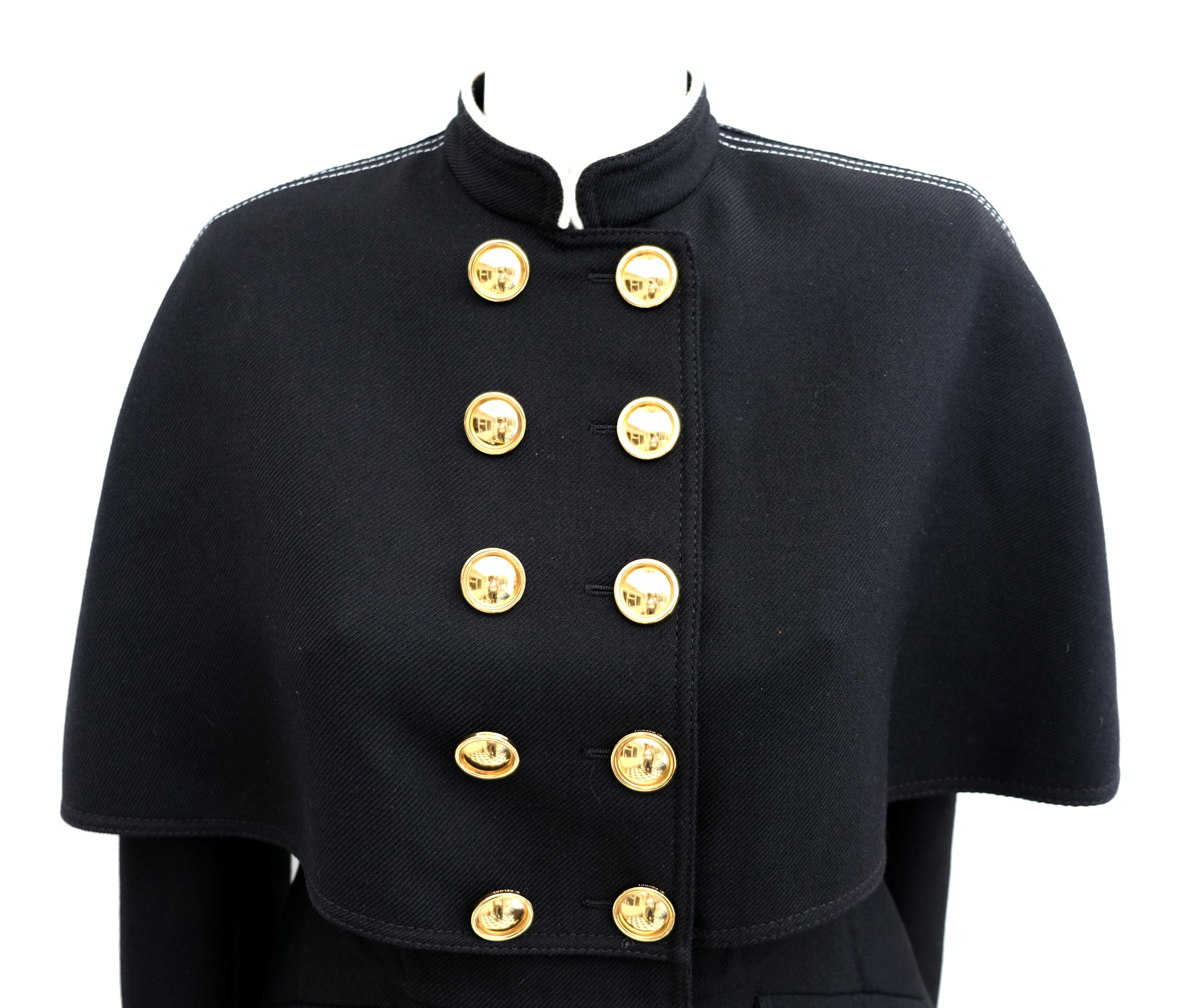 Burberry Military Caped Jacket with Gold Buttons, UK8