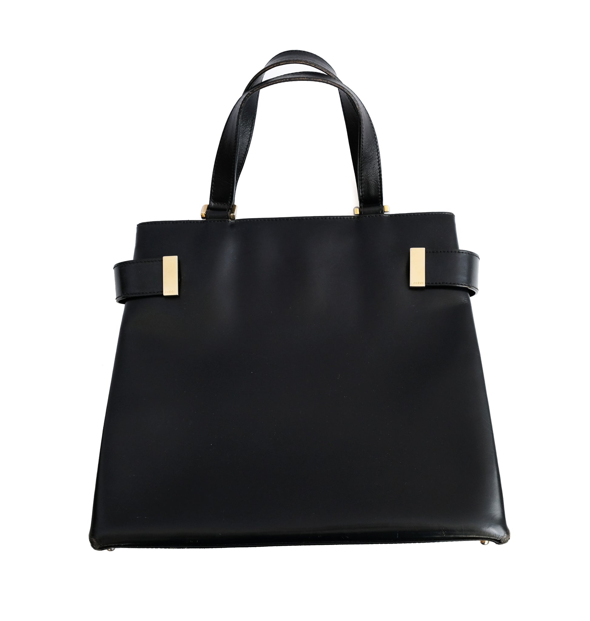 Gucci Vintage Handbag in Black Leather with Detachable Shoulder Strap