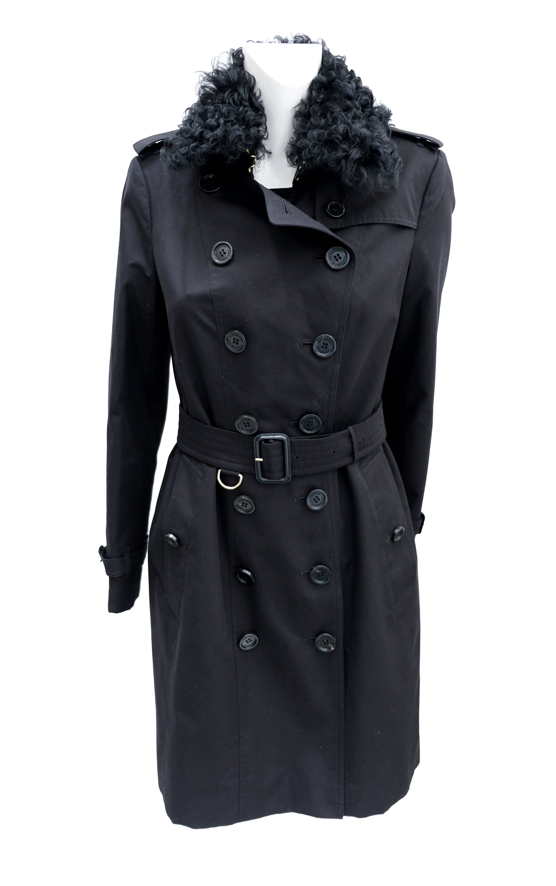 Burberry Trench Coat with Detachable Fur Collar and Lapels, UK10