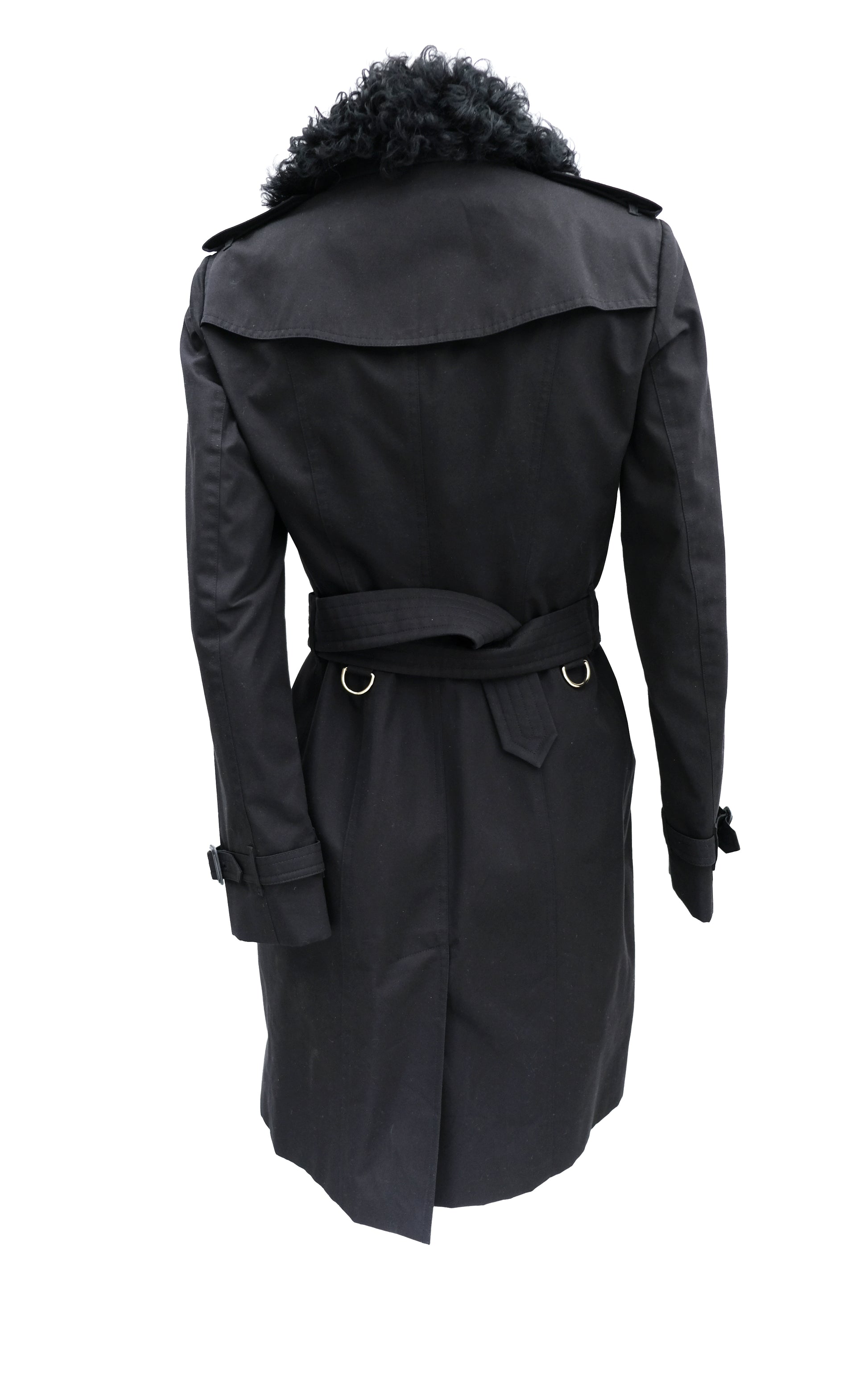 Burberry Trench Coat with Detachable Fur Collar and Lapels, UK10