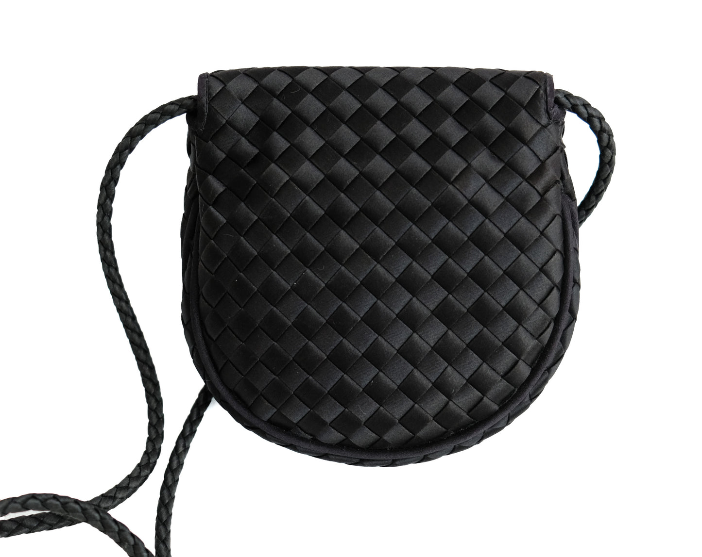 Bottega Veneta Mini Evening Bag in Intrecciato Black Satin