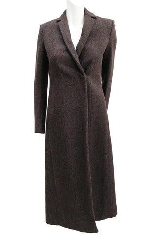 Celine Brown Felted Tweed Coat, UK8