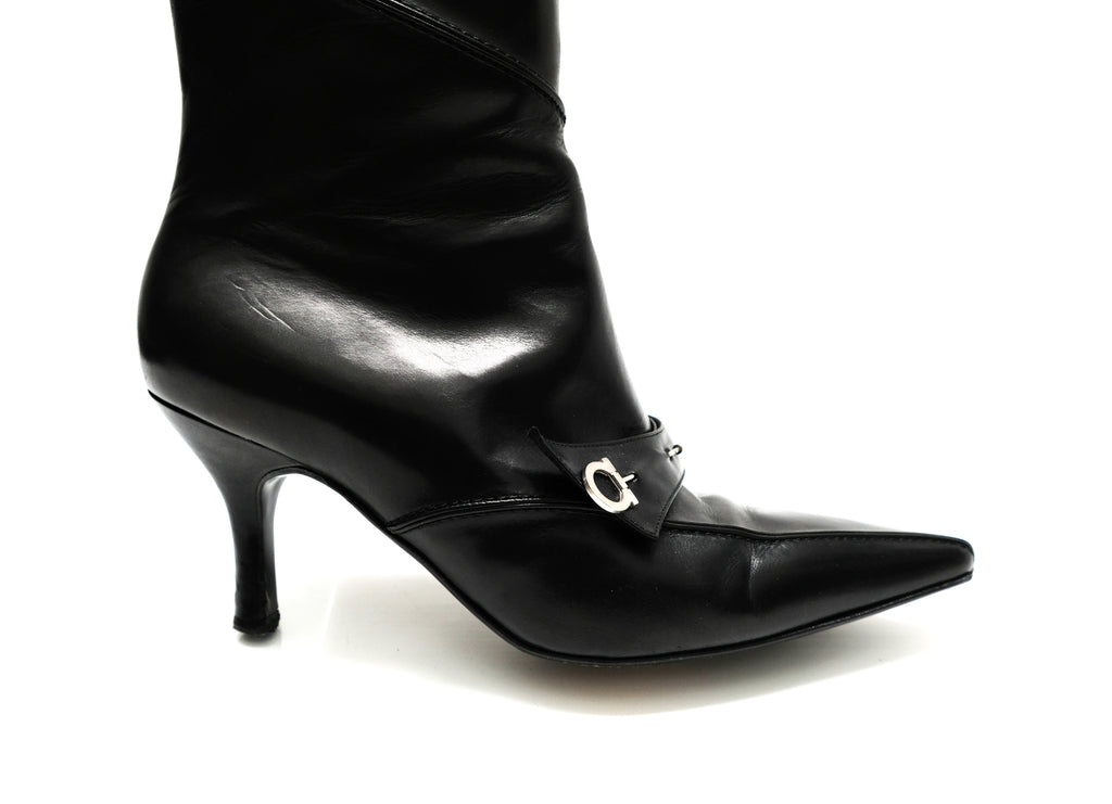 Salvatore Ferragamo Giamaca Knee Boots in Black Calfskin, US8.5 ...