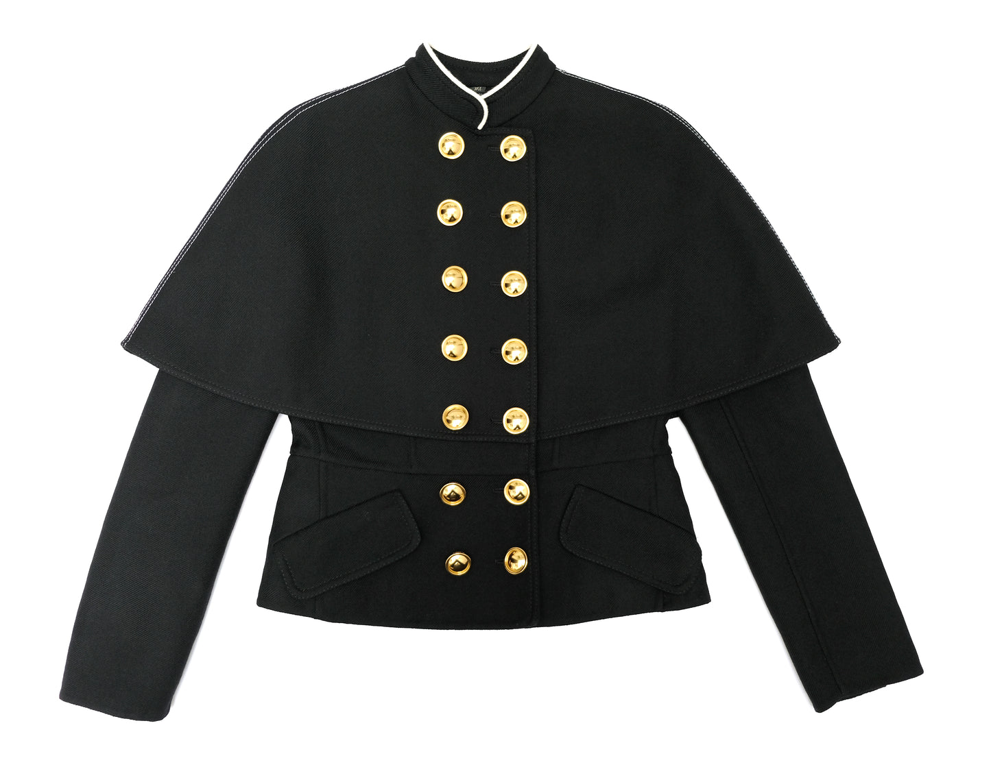 Burberry Military Caped Jacket with Gold Buttons, UK8