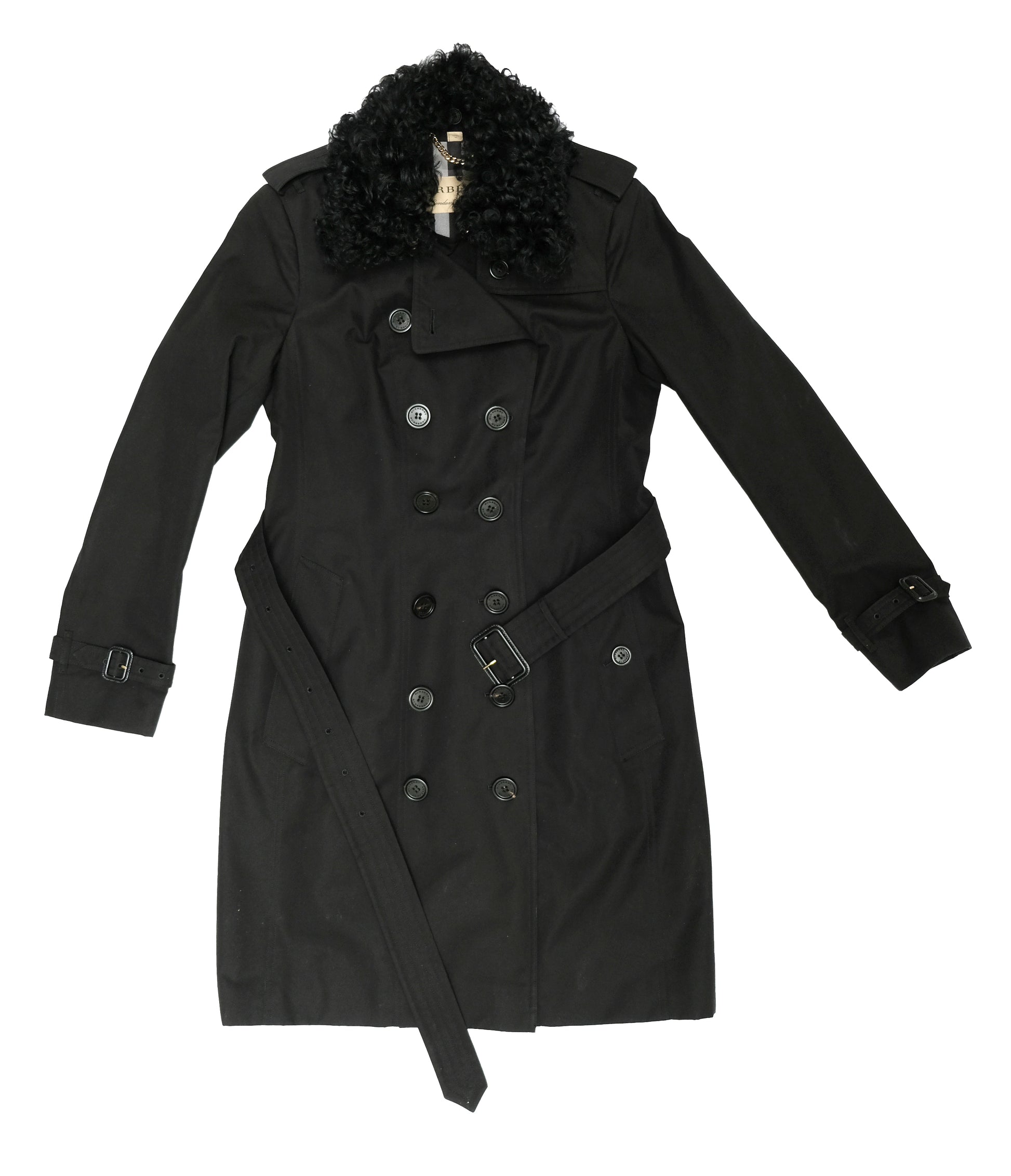 Burberry Trench Coat with Detachable Fur Collar and Lapels, UK10