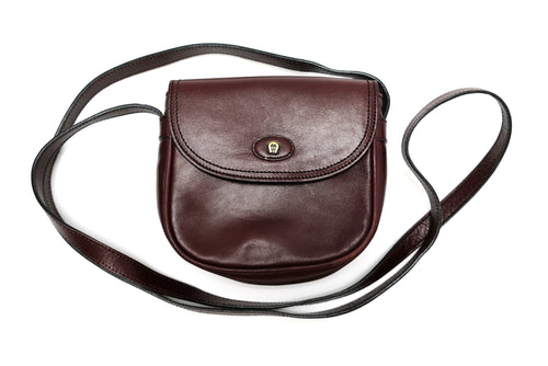Etienne Aigner Vintage Cross Body Pochette Bag in Chestnut Leather, Small