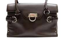 Salvatore Ferragamo Gancio Clasp Handbag in Chocolate Leather, M