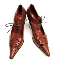 Dries Van Noten Brown Mary Jane Shoes with Suede Details, UK5-5.5
