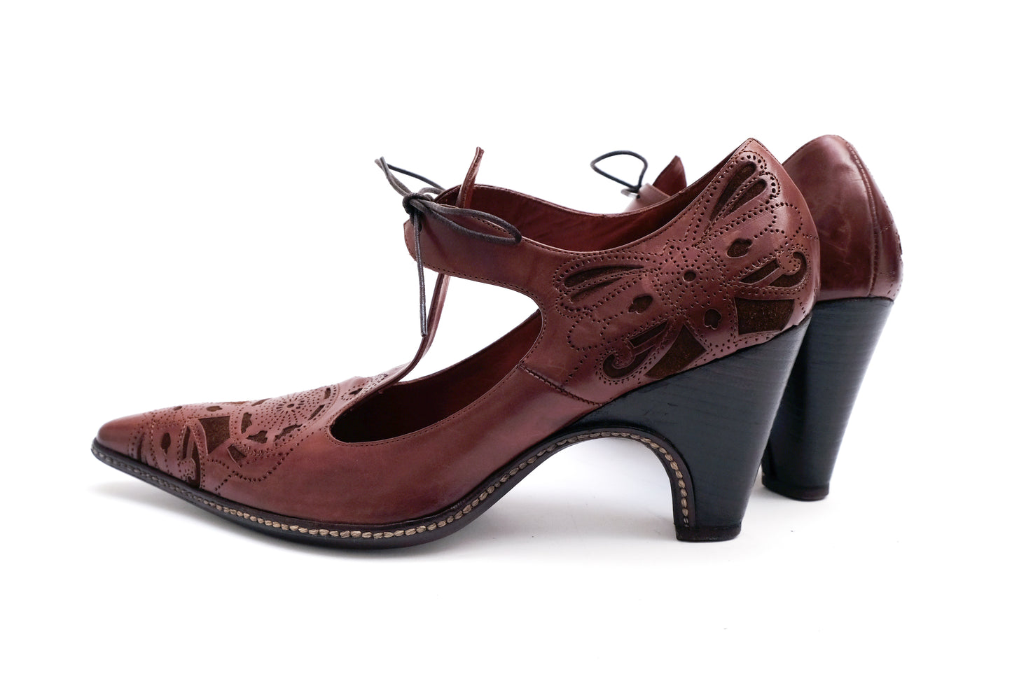 Dries Van Noten Brown Mary Jane Shoes with Suede Details, UK5-5.5