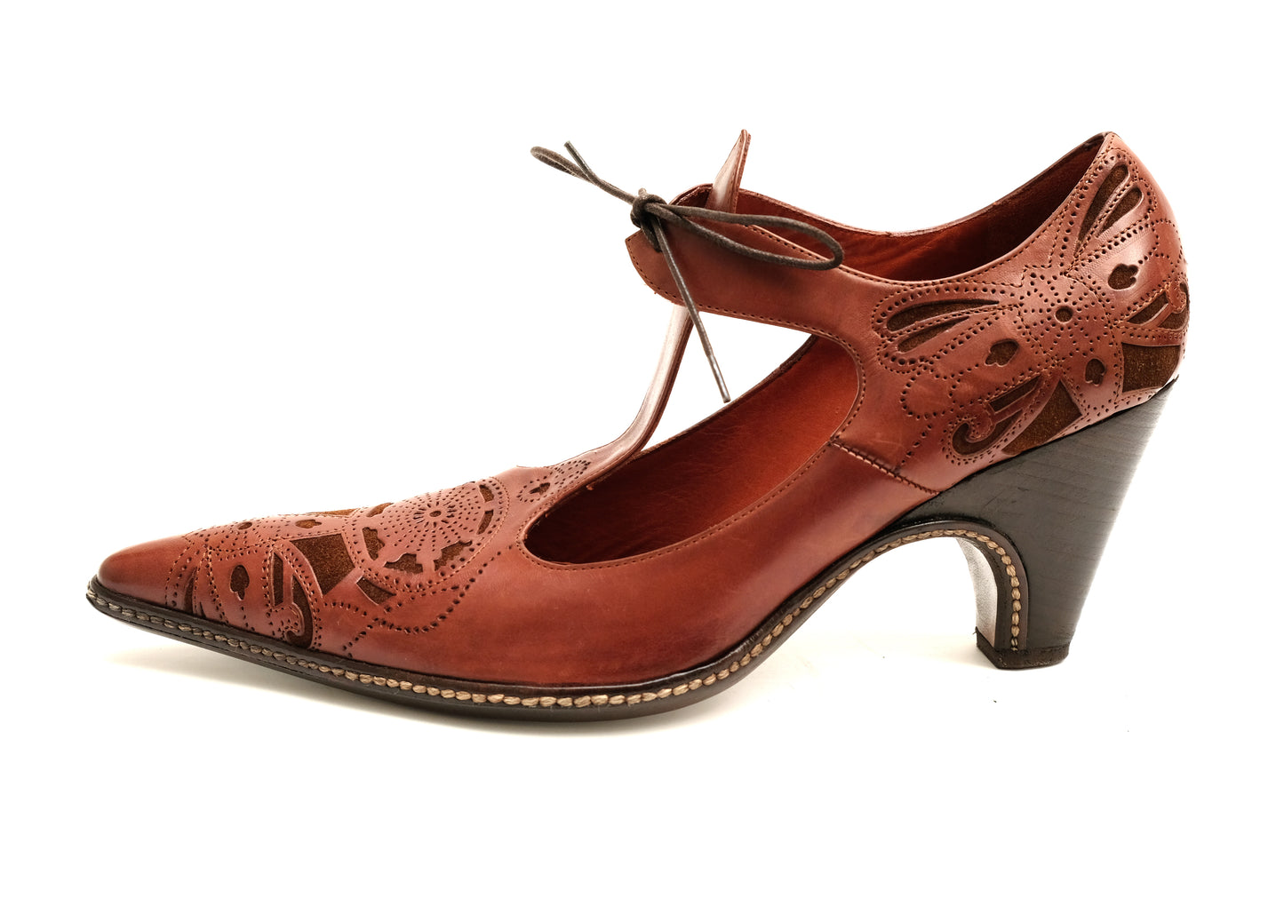 Dries Van Noten Brown Mary Jane Shoes with Suede Details, UK5-5.5