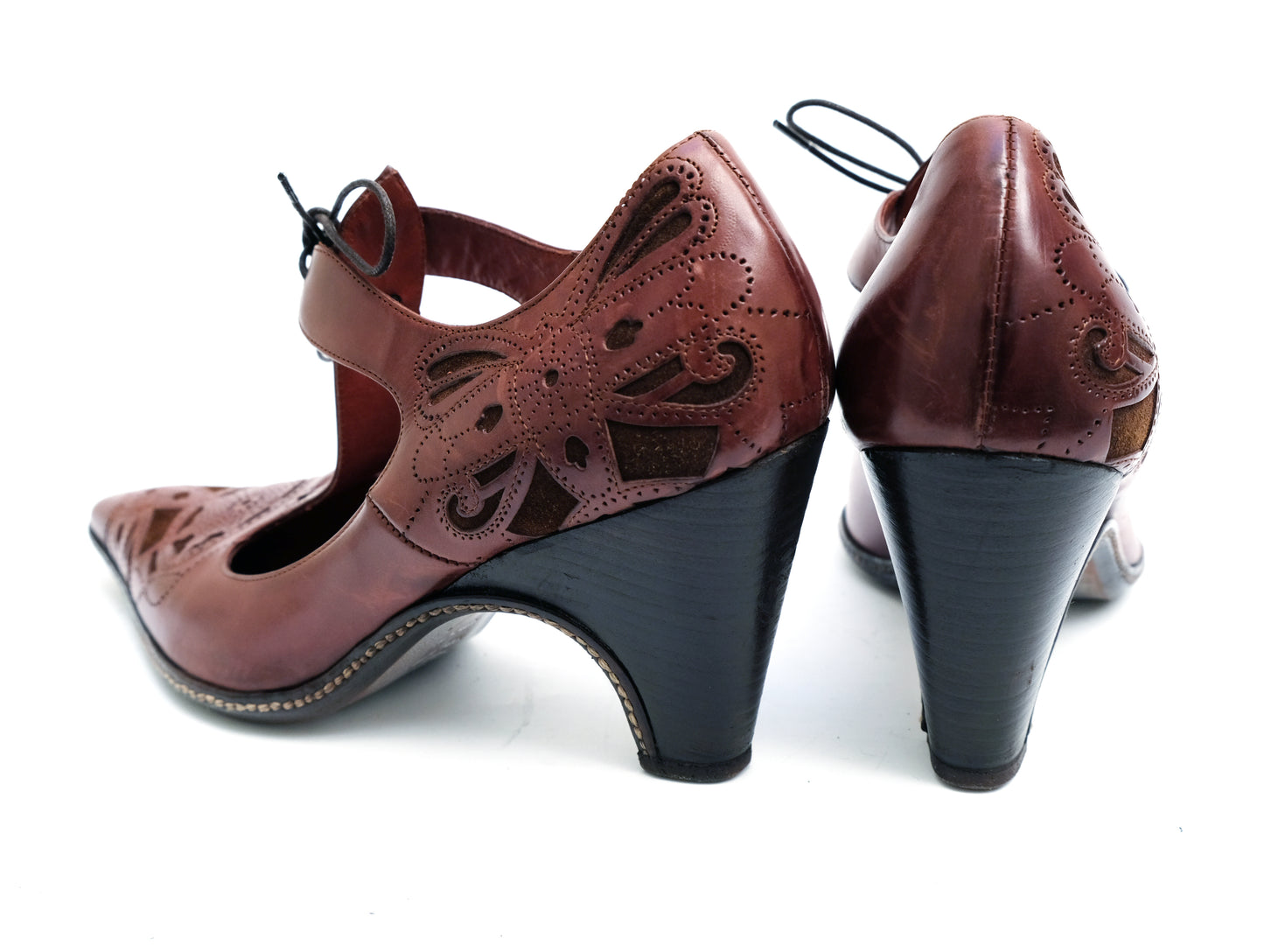 Dries Van Noten Brown Mary Jane Shoes with Suede Details, UK5-5.5