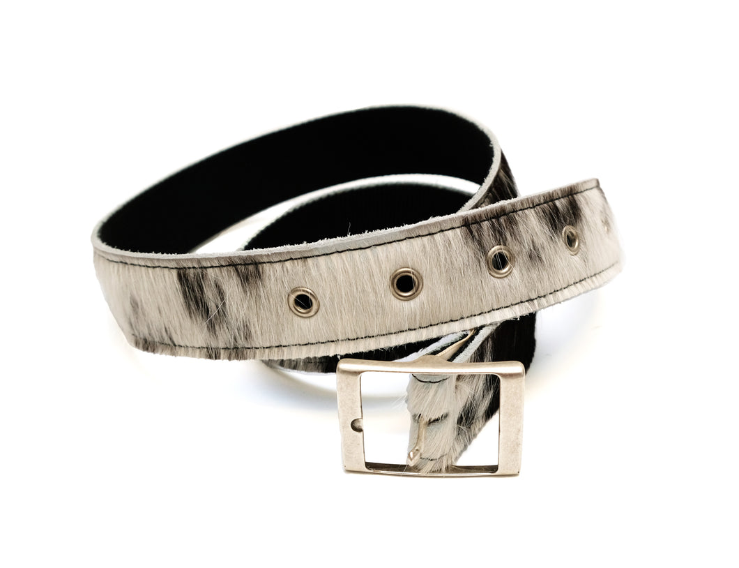 Maurer of Switzerland Piebald Cow Hide Belt