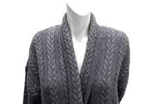 Escada Vintage Cable Knit Cardigan in Grey Wool and Mohair Mix, UK12