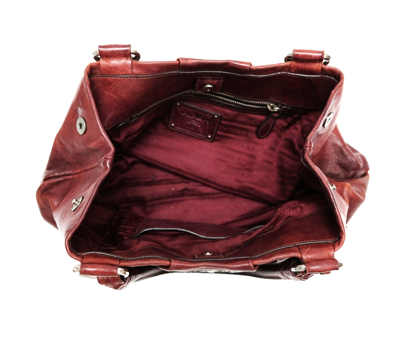 Prada Handbag in Oxblood Leather, Medium