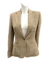 Ralph Lauren Hacking Jacket in Neutral Linen Weave, UK8