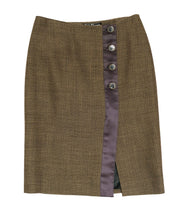 Salvatore Ferragamo Black and Tan Chevron Wrap Skirt, UK10