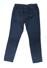 Martin Margiela Button Waist Trousers in Navy Blue Silk, UK12