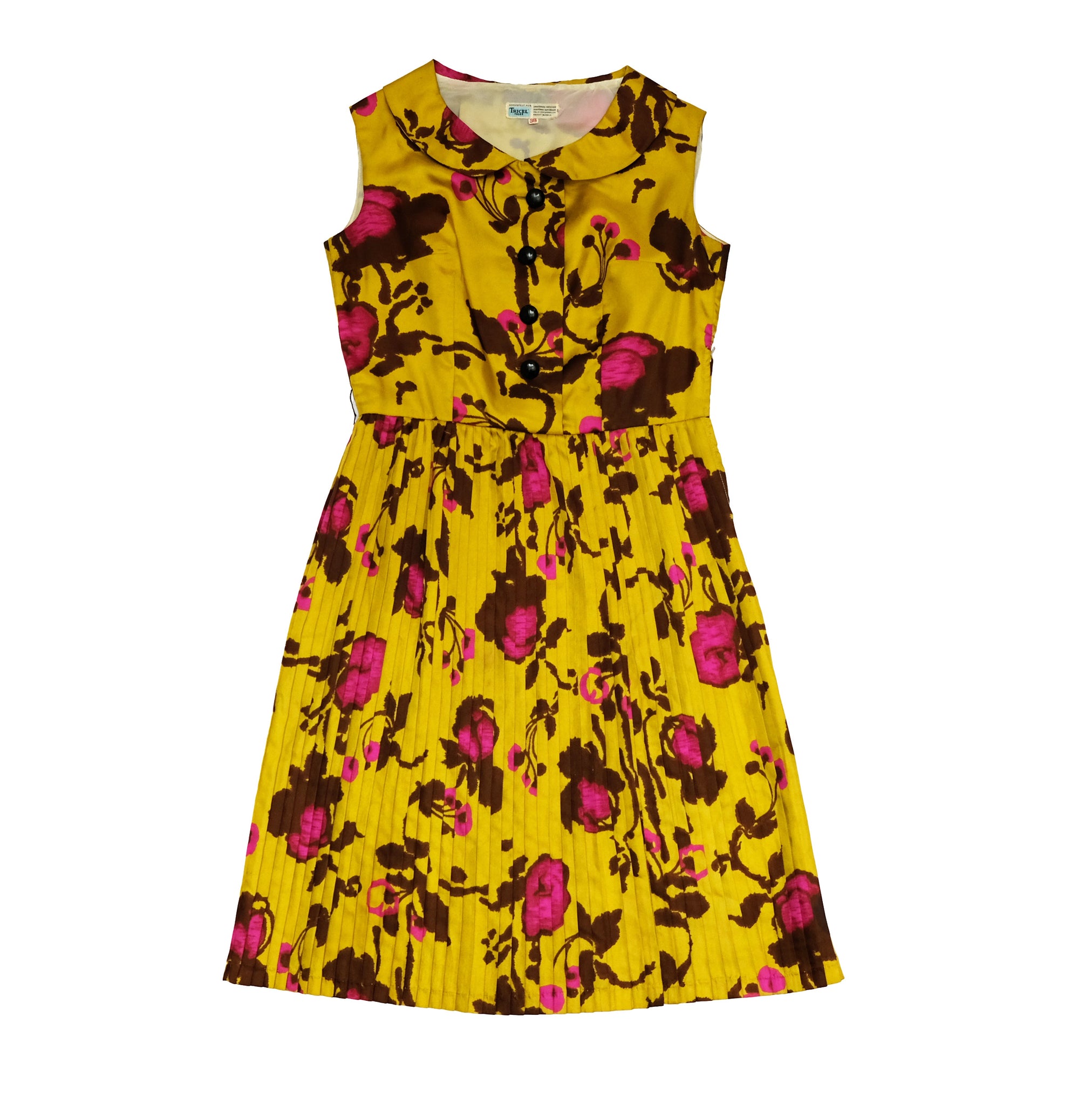 1960s Vintage Sleeveless Shirt Dress with Pleated Skirt, UK8 – Menage ...