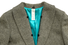 Gianni Versace Couture Herringbone Coat with Detachable Turquoise Fur Collar, UK12