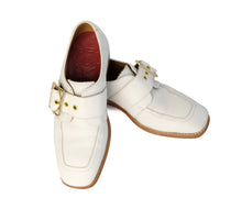 Grenson Buckle  Strap Flat Shoes in White Leather, UK6