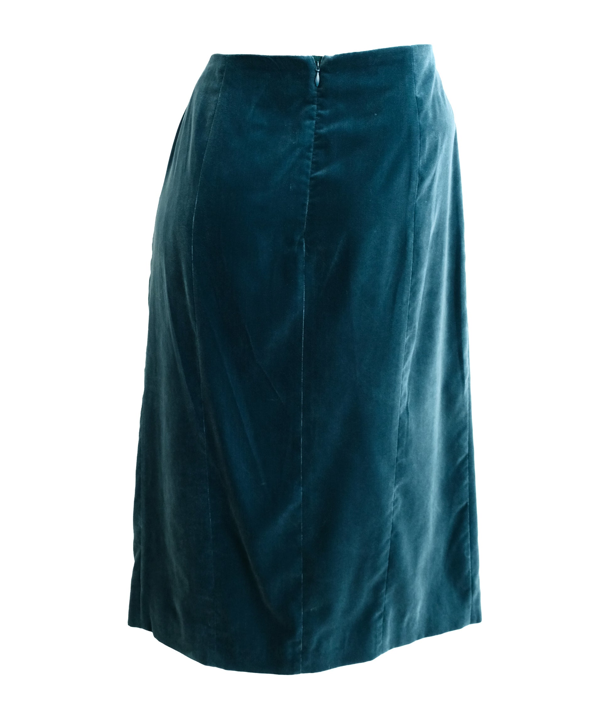 Carven Gathered Apron Skirt in Teal Velvet, UK12-14