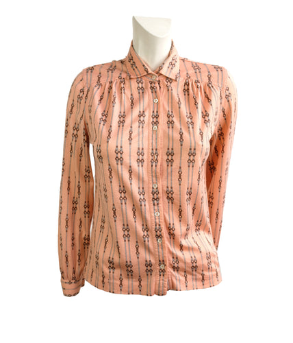 Celine Vintage Blouse in Salmon Pink with Rope Print, UK10