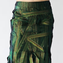 Issey Miyake Iridescent Metallic Green Ribbon Skirt, UK8-10