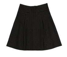 Celine Pleated A line Skirt in Black Jacquard, UK12