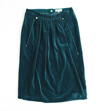 Carven Gathered Apron Skirt in Teal Velvet, UK12-14