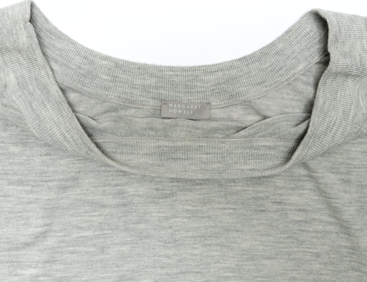 Margaret Howell Boat Necked Jumper in Pale Grey Marl, UK12