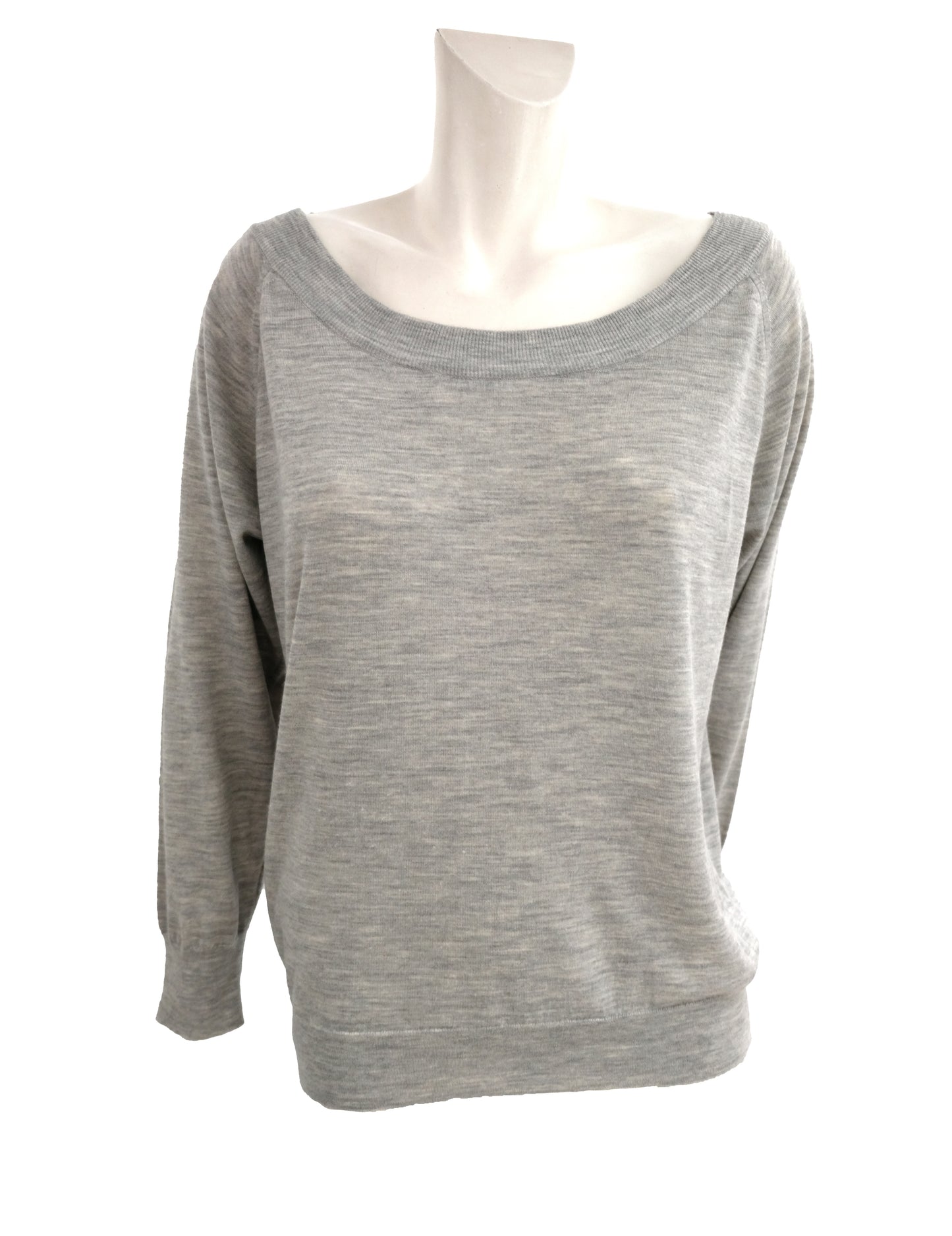 Margaret Howell Boat Necked Jumper in Pale Grey Marl, UK12