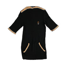 Salvatore Ferragamo Vintage Black Knit Tunic Top with Orange Trim, UK10