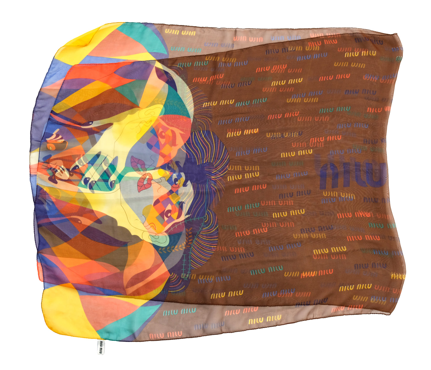 Miu Miu Graphic Chiffon Scarf, L