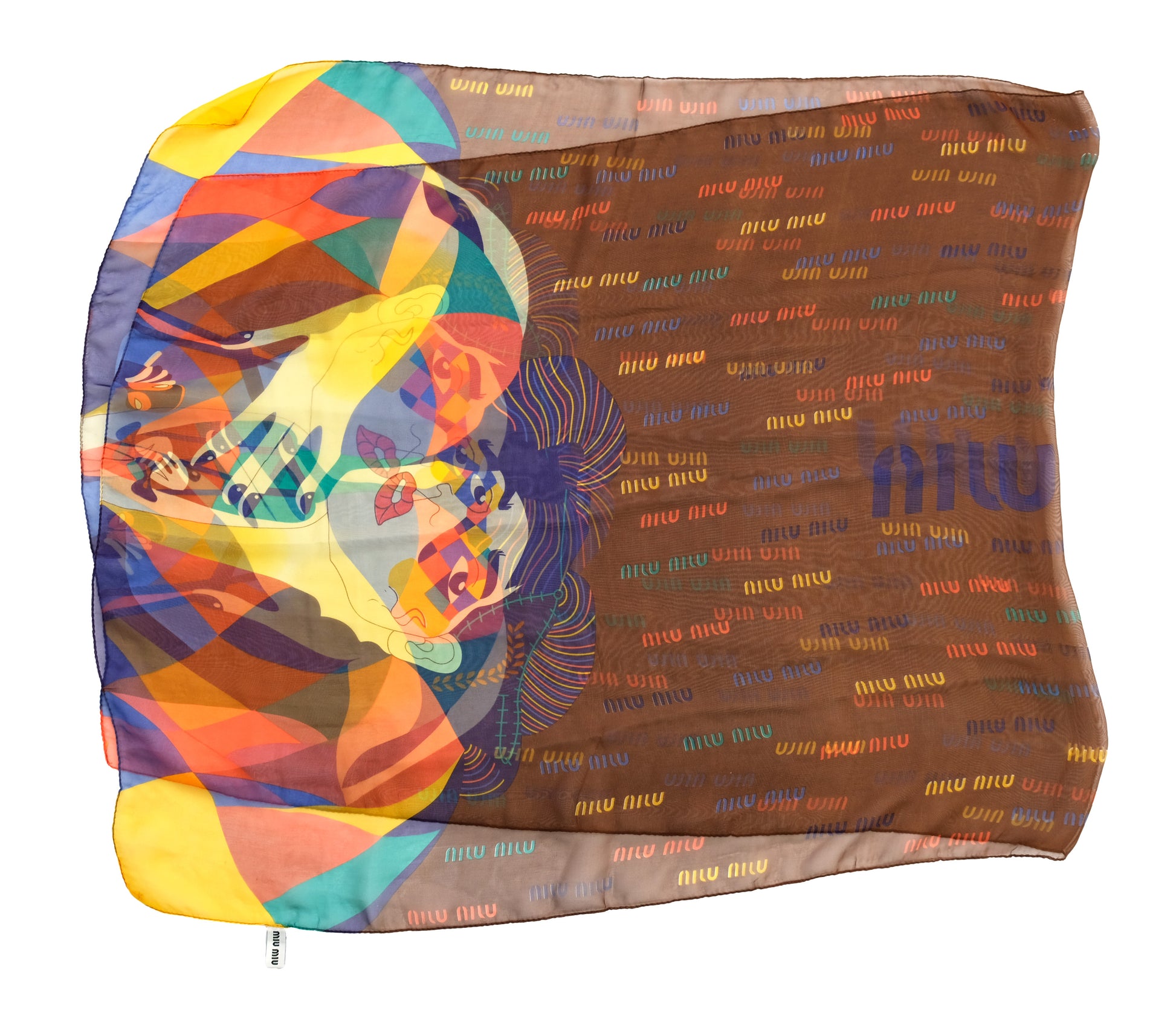 Miu Miu Graphic Chiffon Scarf, L