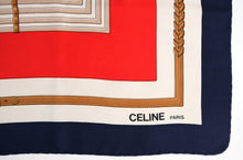 Celine Vintage Equestrian Print Silk Square Scarf