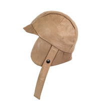 Ally Capellino Aviator Hat in Taupe Leather, M