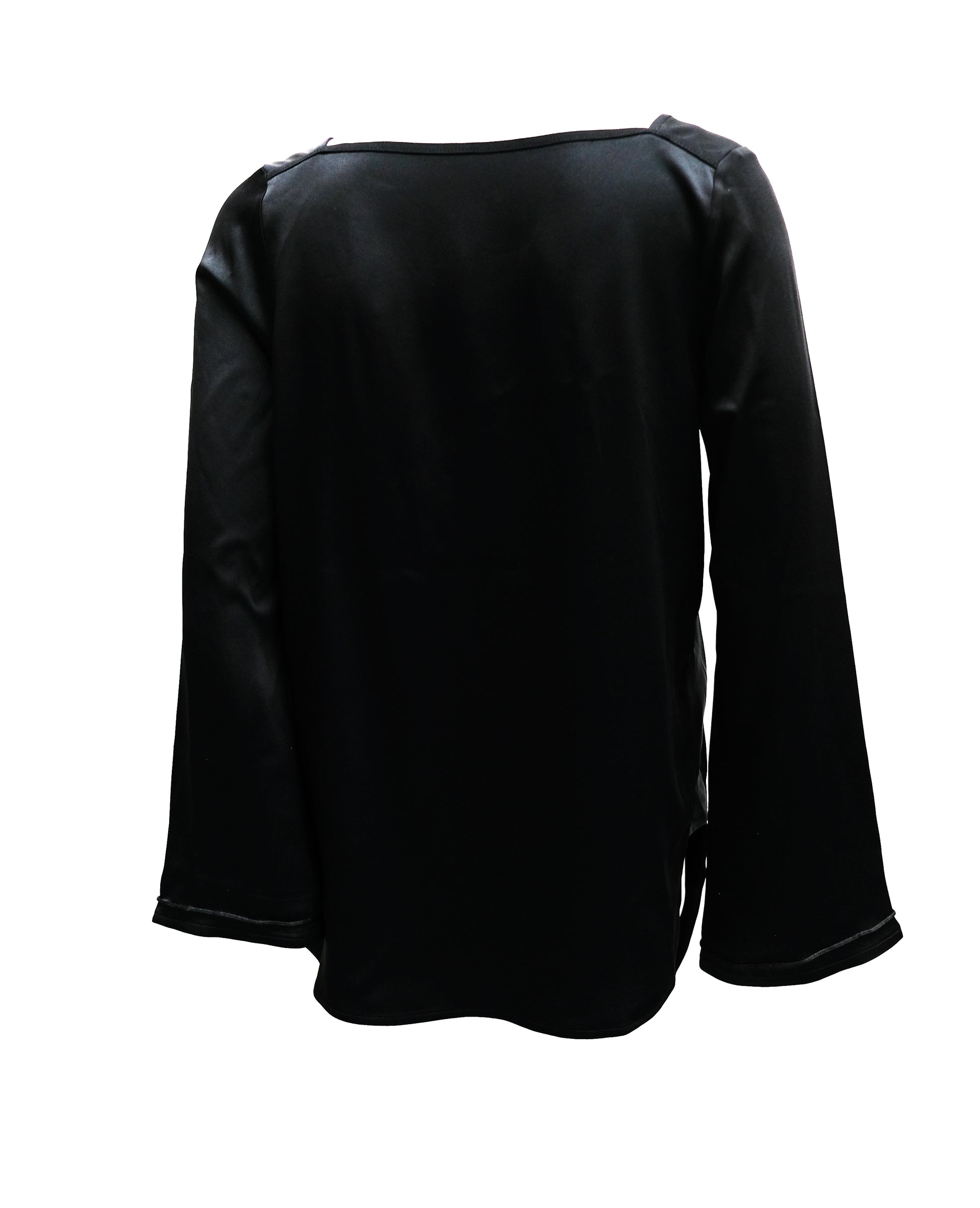 Khaite Black Satin V Neck Tunic Top, UK10