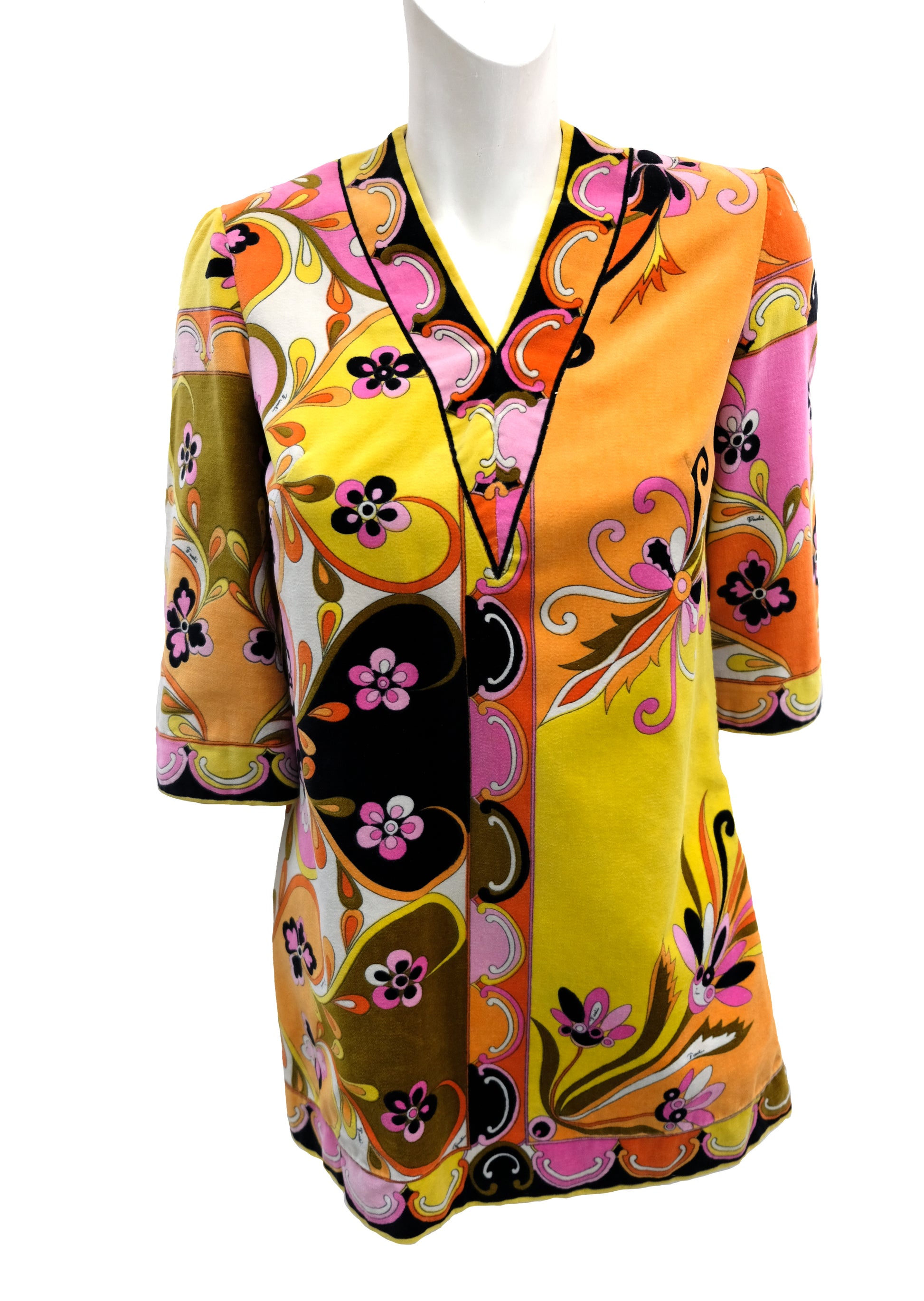 Emilio Pucci Vintage Psychedelic Velvet Tunic, UK8