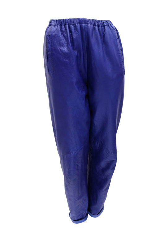 Erez Vintage Jogging Pants in Ultramarine Leather, M