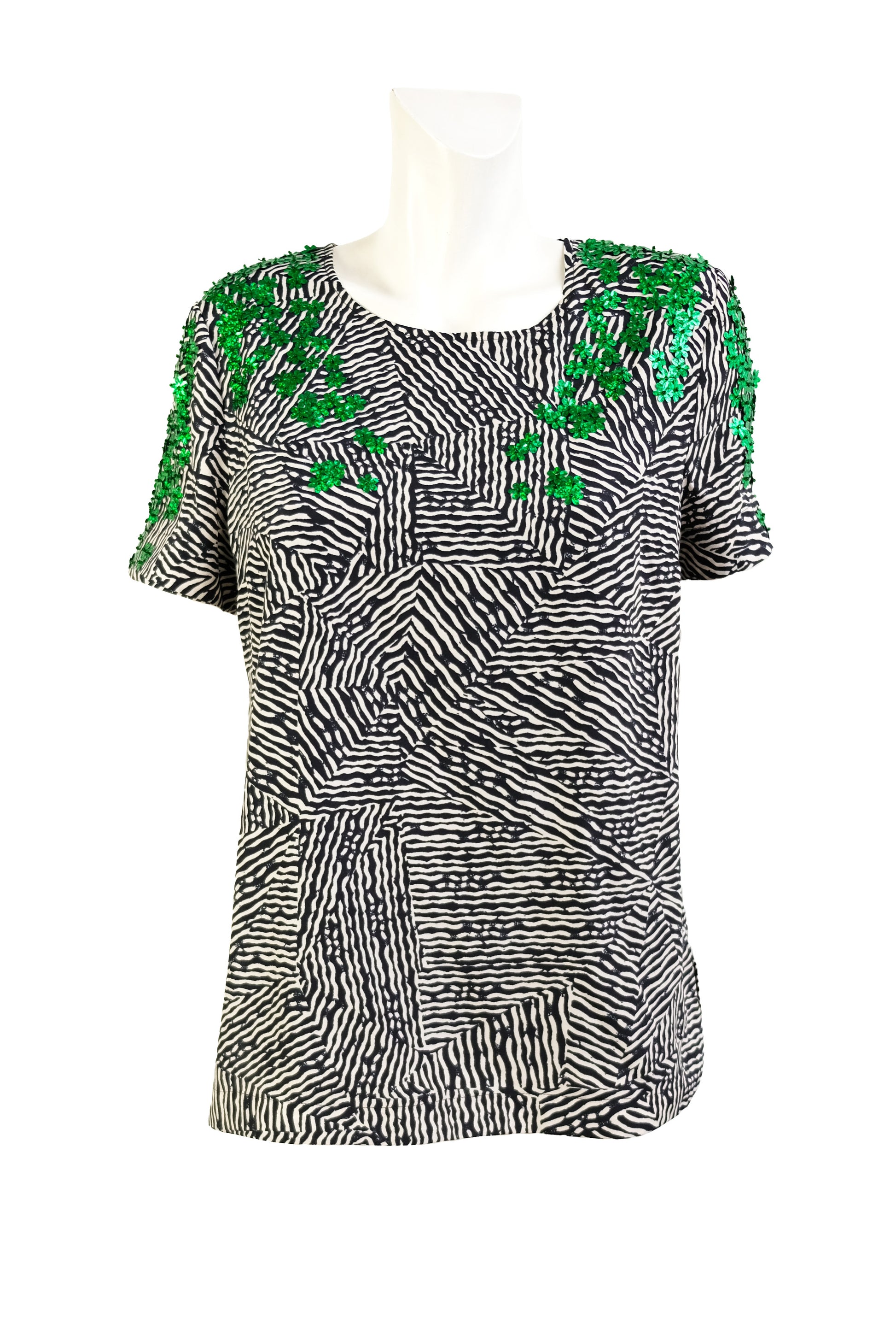 Essentiel Antwerp Zebra Print Top with Embellished Shoulders, UK14