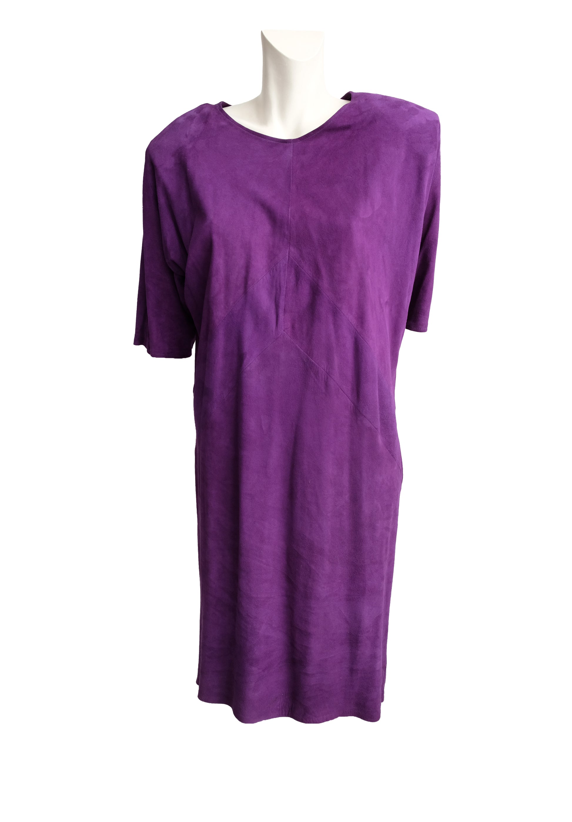 Firenze Designs Vintage Shift Dress in Purple Suede, UK10